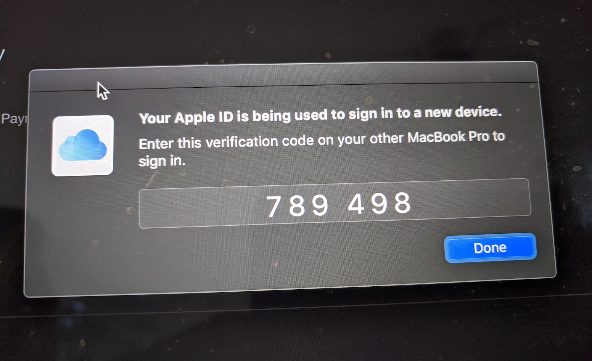 Authenticate the new device using a code that shows up on another device where you're signed in with your Apple ID